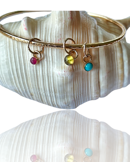 Gold Bangle With Gemstone Charms