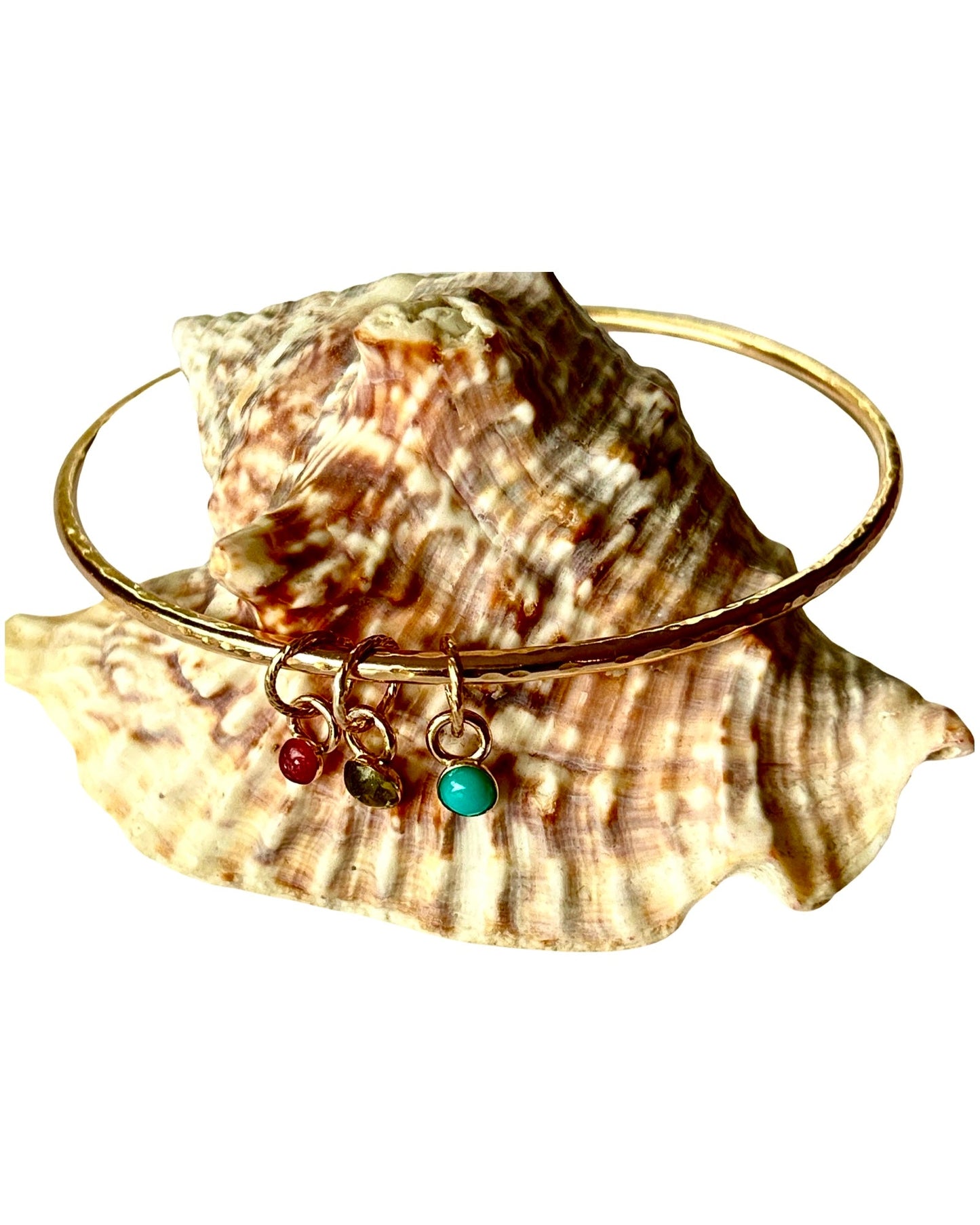 Gold Bangle With Gemstone Charms