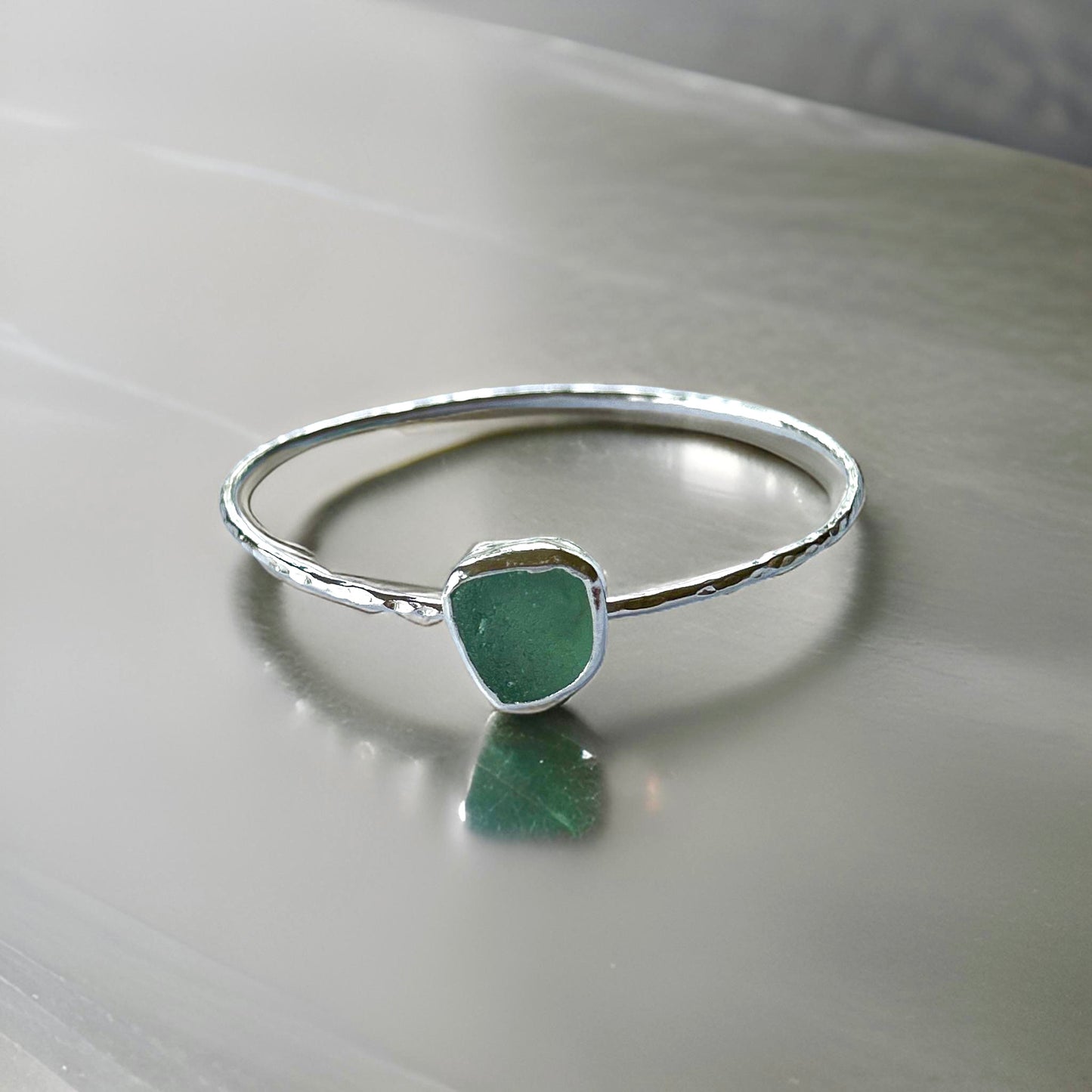 Silver Sea Glass Bangle