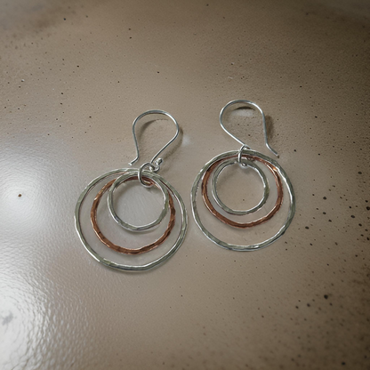 Silver and Copper Hoop Earrings - Silver Lines Jewellery