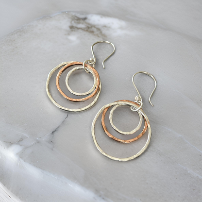 Silver and Copper Hoop Earrings - Silver Lines Jewellery