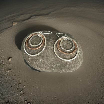 Silver and Copper Hoop Earrings - Silver Lines Jewellery