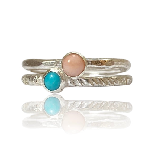 Silver Birthstone Stacking Rings - Love Beach Beads