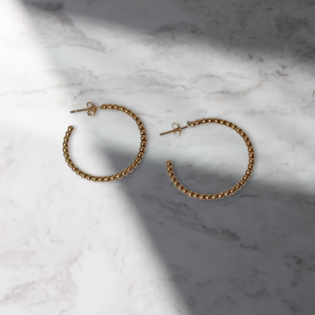 Gold Beaded Hoop Earrings - Love Beach Beads