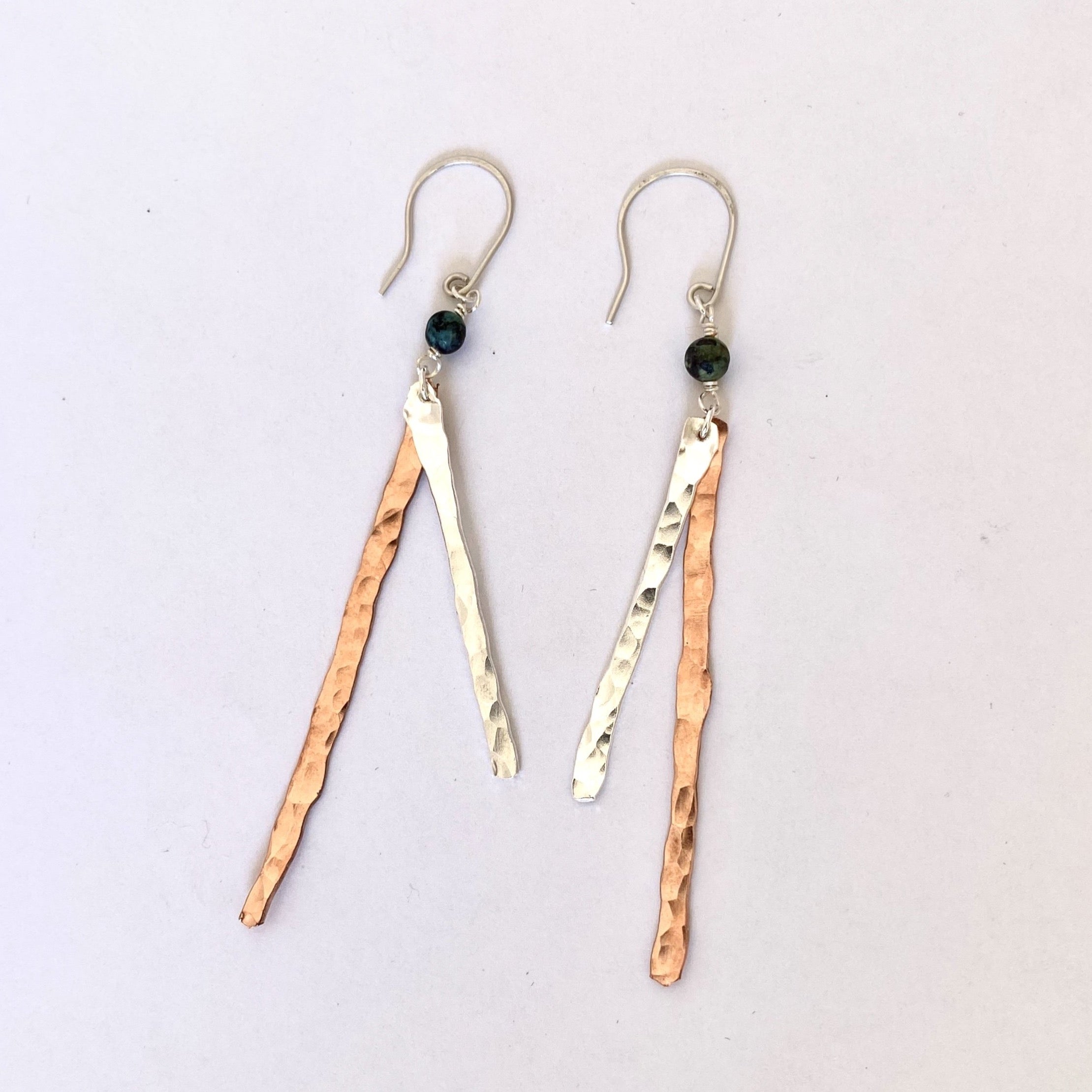 Earrings store sterling silver and copper matte marbles