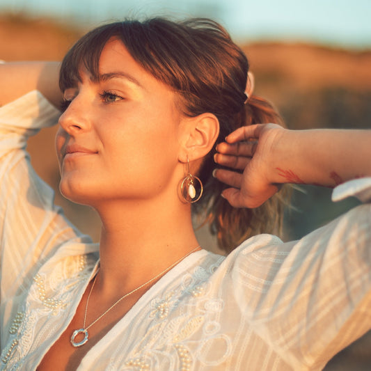 Gold Hoop Cowrie Earrings - Love Beach Beads